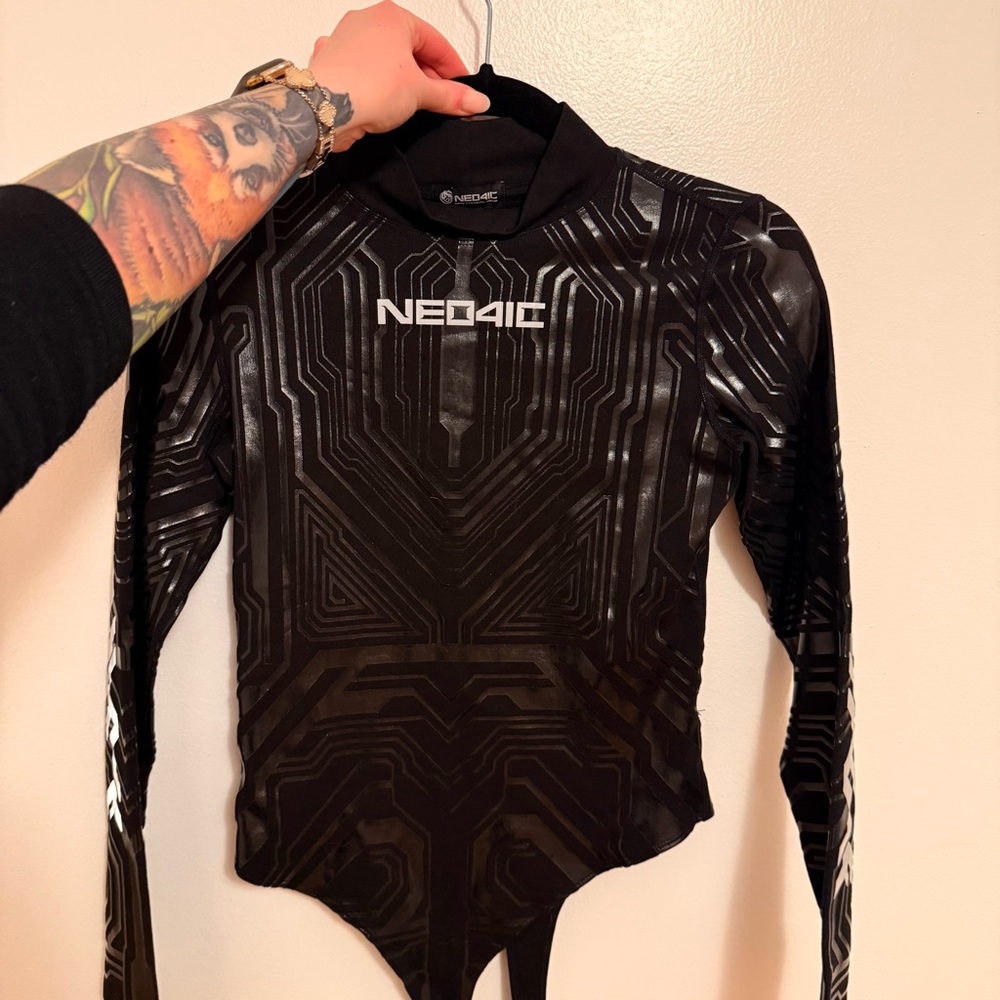 NEO4IC Black Long Sleeve Bodysuit Apex7